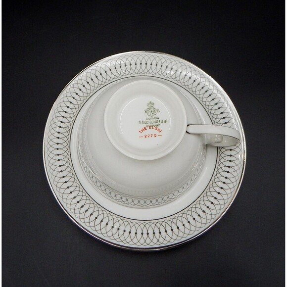 Tirschenreuth Bavaria The Elgin Teacup And Saucer Germany Silver Set of 2 - Picture 12 of 15
